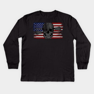 lacrosse american flag Kids Long Sleeve T-Shirt